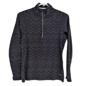 Eddie Bauer half zip base layer pull zig zag chevron dark grey size Medium @P